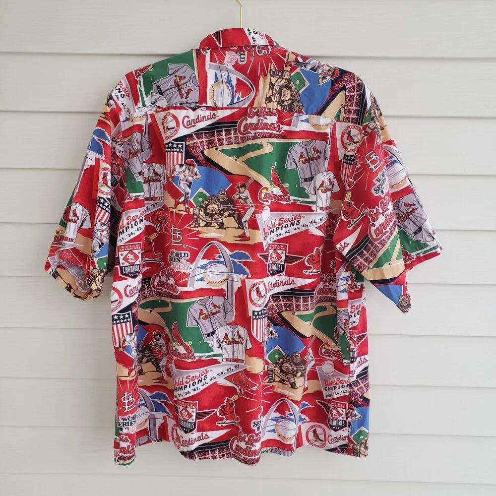 Reyn Spooner St Louis Cardinals World Series 1982 Hawaiian style Shirt Mens XL